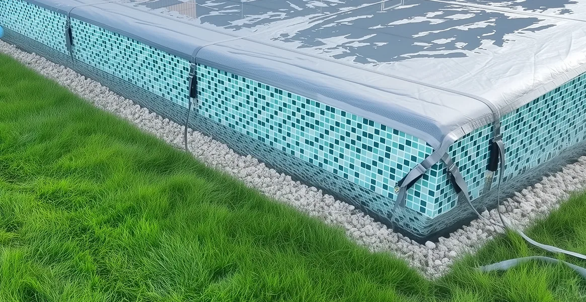 Покрывало для бассейна под снегом — защита зимой в Ставрополе